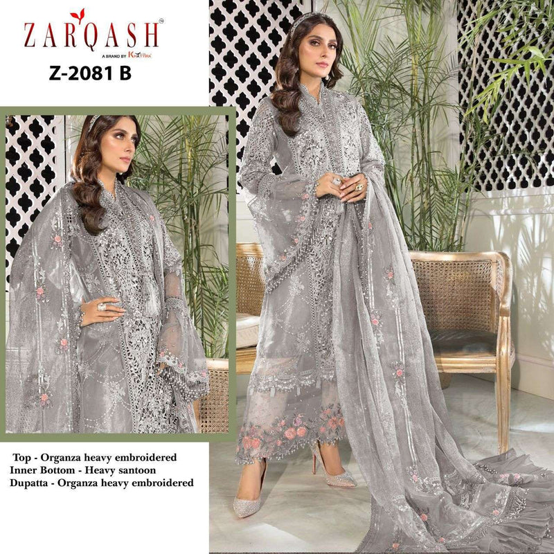 Zarqash Mariya B Heritage Z 2081 Organza Designer Pakistani Style Wedding Wear Salwar Suits