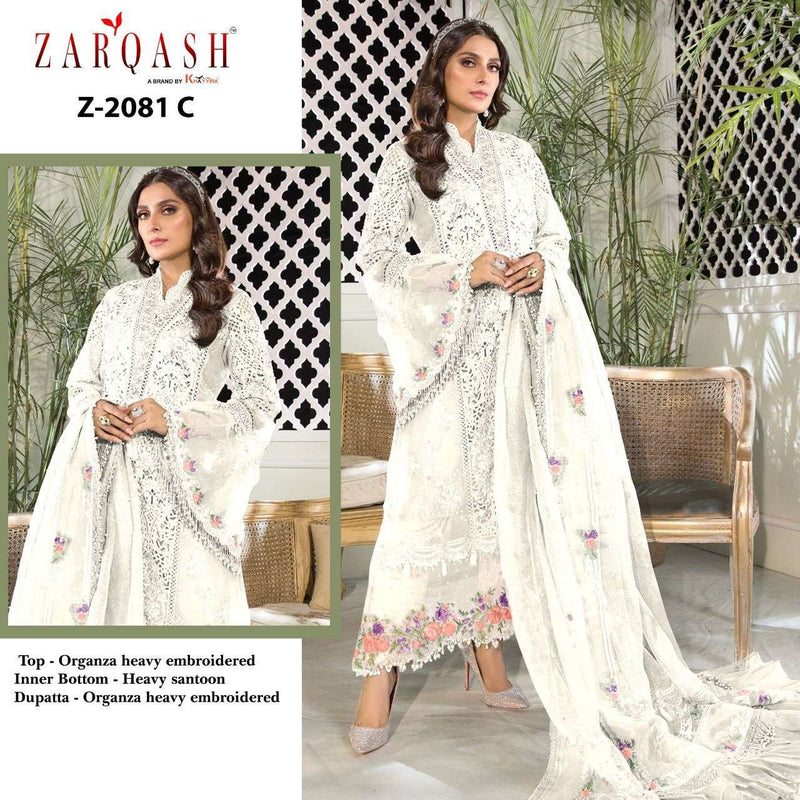 Zarqash Mariya B Heritage Z 2081 Organza Designer Pakistani Style Wedding Wear Salwar Suits