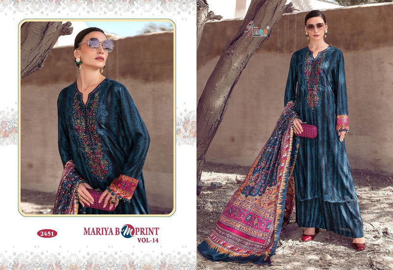 Shree Fabs Mariya B m Print Vol 14 Pure Cotton With Heavy Embroidery Work Stylish Designer Pakistani Casual Wear Salwar Kameez