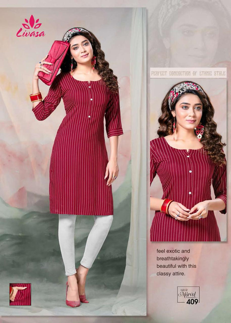Liwasa Marvel Vol 4 Rayon Straight Fancy Kurtis