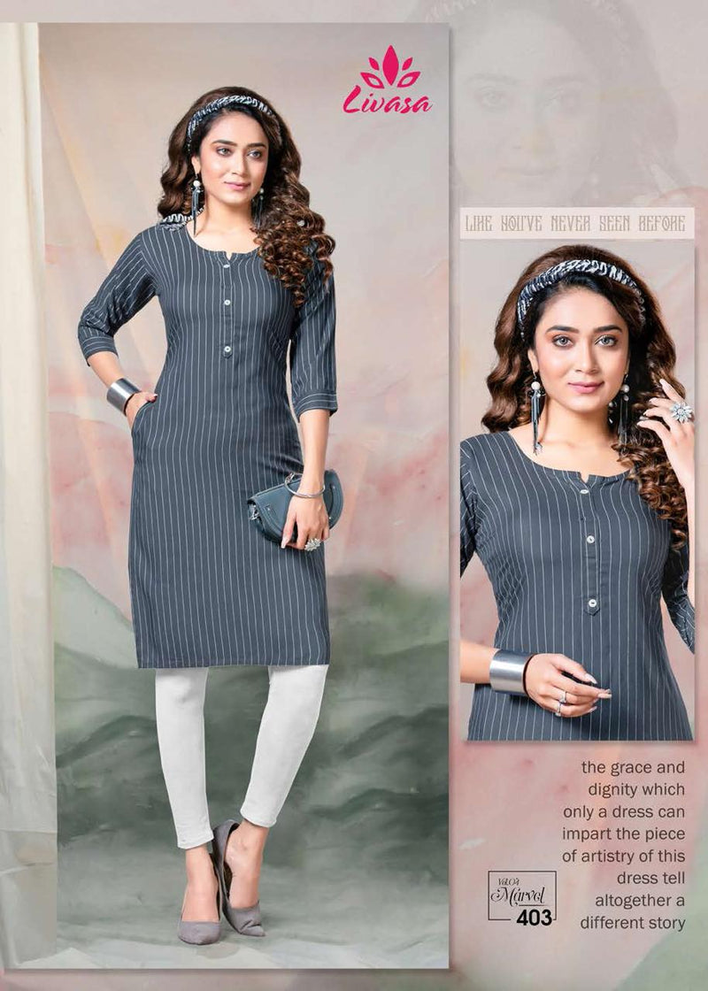 Liwasa Marvel Vol 4 Rayon Straight Fancy Kurtis