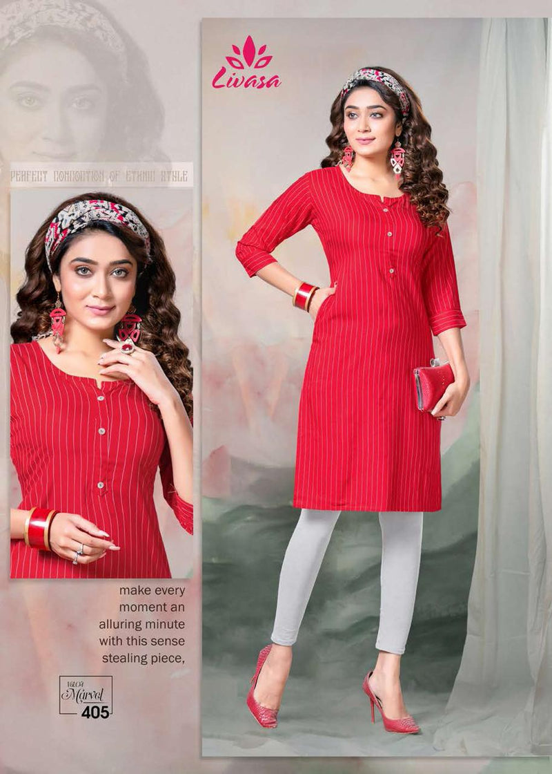Liwasa Marvel Vol 4 Rayon Straight Fancy Kurtis