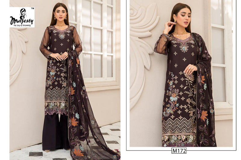 Majesty Maryam'S Fox Georgette Heavy Embroidered Pakistani Style Wedding Wear Salwar Suits