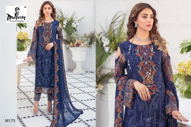 Majesty Maryam'S Fox Georgette Heavy Embroidered Pakistani Style Wedding Wear Salwar Suits