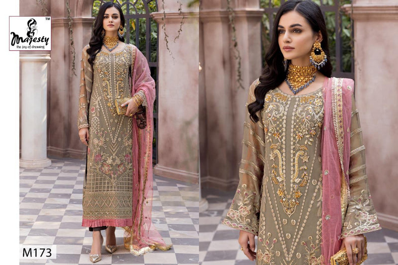 Majesty Maryam'S Fox Georgette Heavy Embroidered Pakistani Style Wedding Wear Salwar Suits