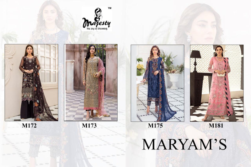 Majesty Maryam'S Fox Georgette Heavy Embroidered Pakistani Style Wedding Wear Salwar Suits