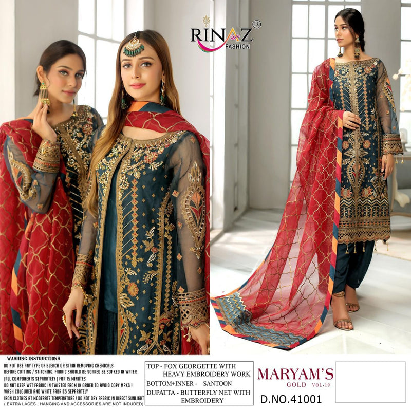 Rinaz Fashion Maryam Gold B Vol 19 Georgette With Heavy Embroidery Work Stylish Designer Pakistani Salwar Kameez