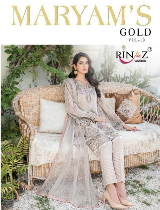Maryam's Gol Vol 10 By Rinaz Fashion Fox Georgette With Heavy Embroidery Work Fancy Party Wear Pakistani Style Salwar Kameez