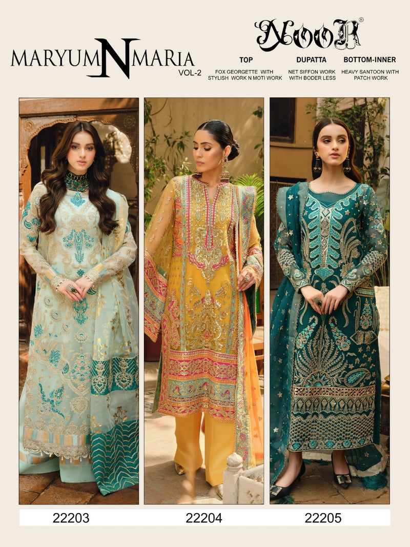 Noor Maryum N Maria Vol 2 Georgette With Heavy Embroidery Work Stylish Designer Pakistani Wedding Look Salwar Kameez