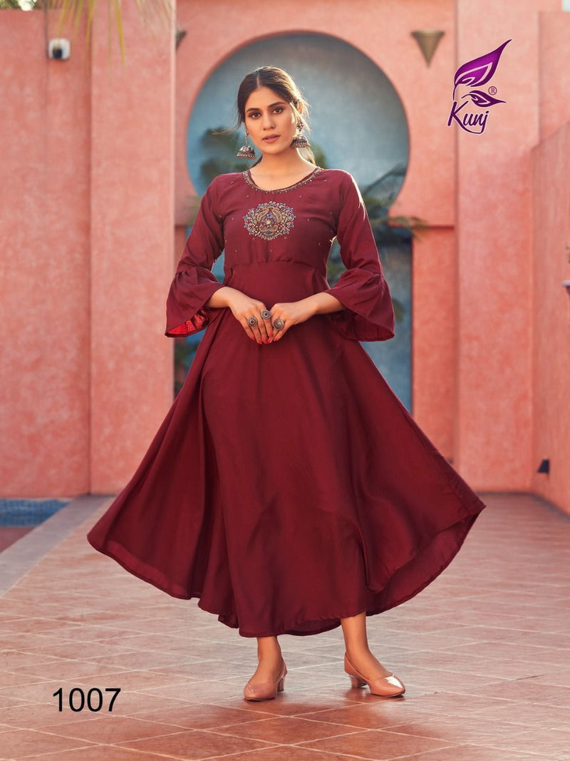 Masak Kali Dno 1001 To 1008 Silk Fancy Wear Stylish Designer Party Wear Long Kurti