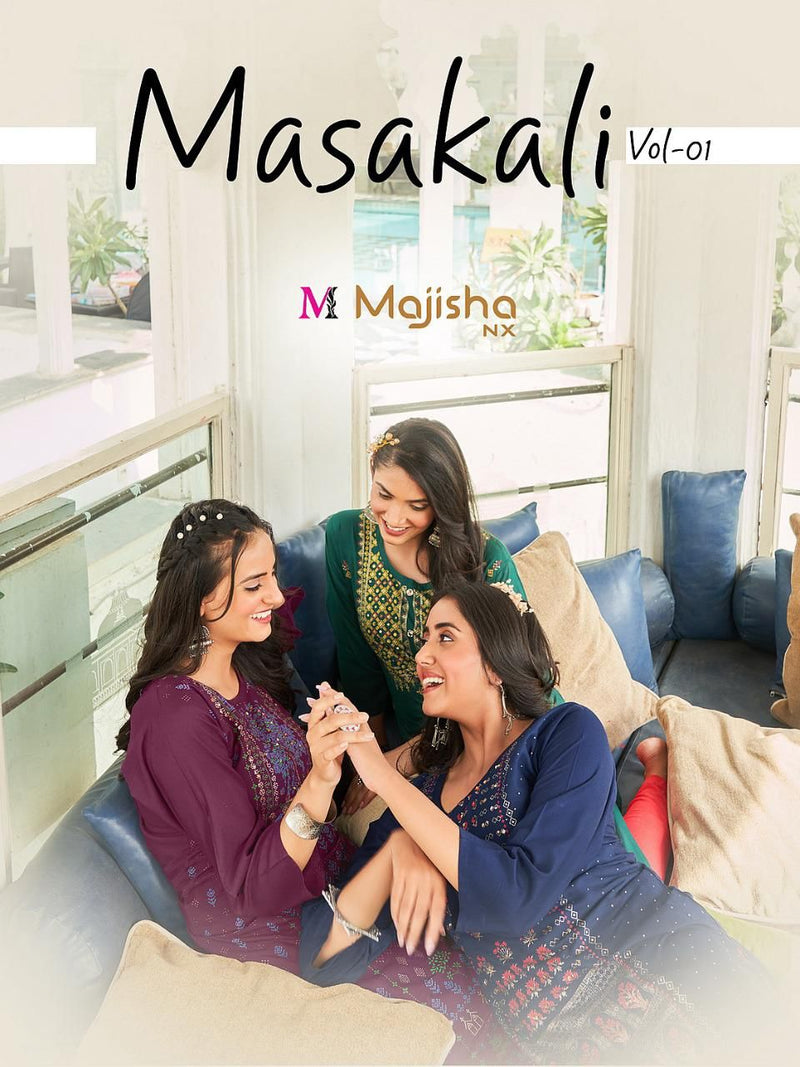 Majisha Dno Masakali 3001 to 3010 Rayon With Heavy Embroidery Hand Work Stylish Designer Daily Wear Kurti