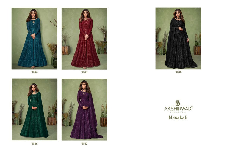 Aashirwad Creation Masakali Georgette With Elegant Work Stylish Designer Festive Wear Long Gown