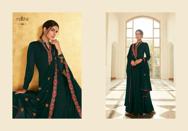 Maisha Maskeen Vol 2 Viscose Georgette Designer Gown Style Long Party Wear Kurtis With Bottom & Dupatta