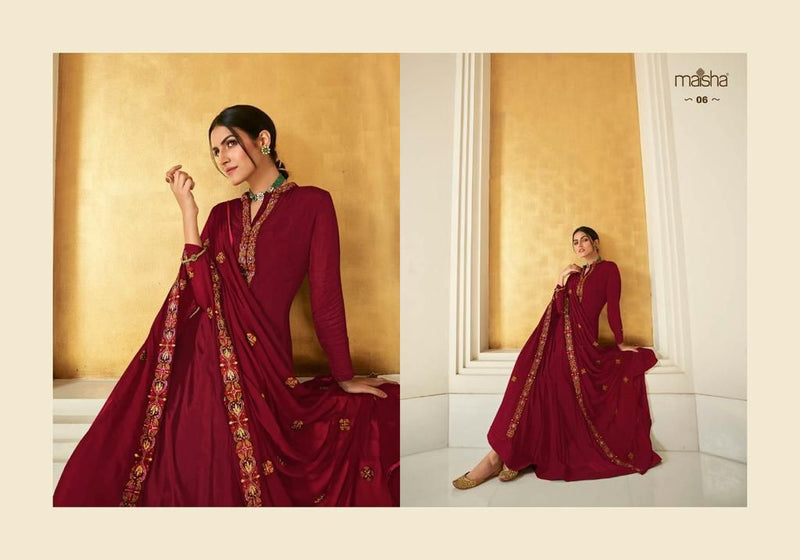 Maisha Maskeen Vol 2 Viscose Georgette Designer Gown Style Long Party Wear Kurtis With Bottom & Dupatta