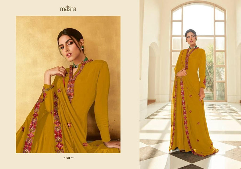 Maisha Maskeen Vol 2 Viscose Georgette Designer Gown Style Long Party Wear Kurtis With Bottom & Dupatta