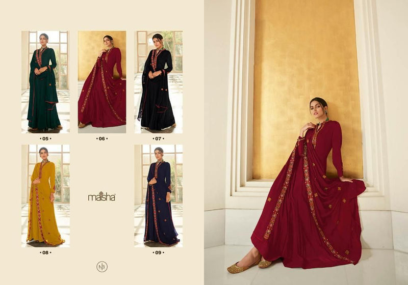 Maisha Maskeen Vol 2 Viscose Georgette Designer Gown Style Long Party Wear Kurtis With Bottom & Dupatta