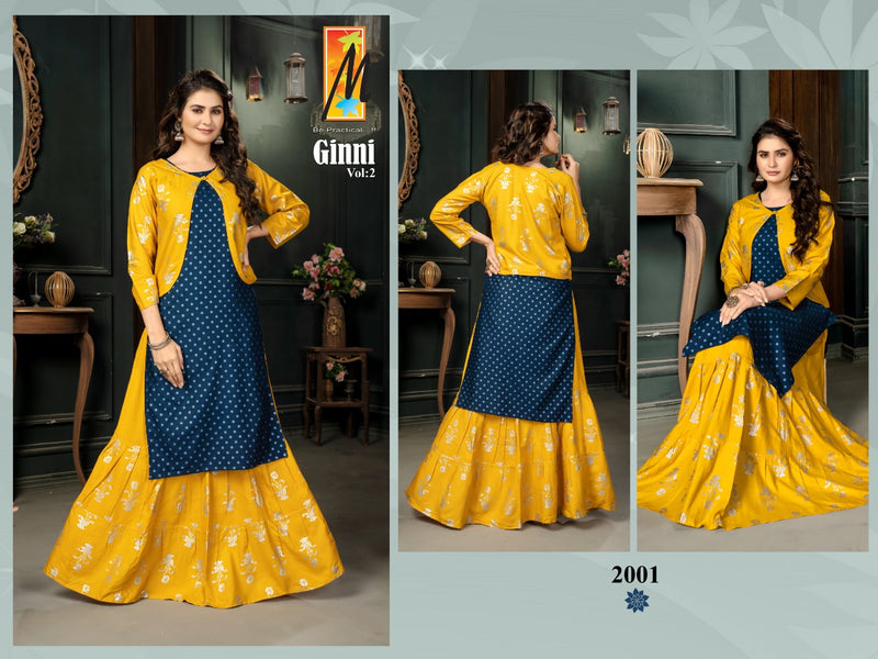 Master Ginni Vol 2 Heavy Rayon Festive Wear Kurtis With Koti & Skirt