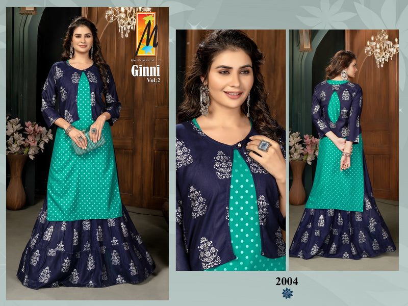 Master Ginni Vol 2 Heavy Rayon Festive Wear Kurtis With Koti & Skirt