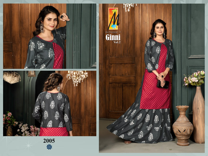 Master Ginni Vol 2 Heavy Rayon Festive Wear Kurtis With Koti & Skirt