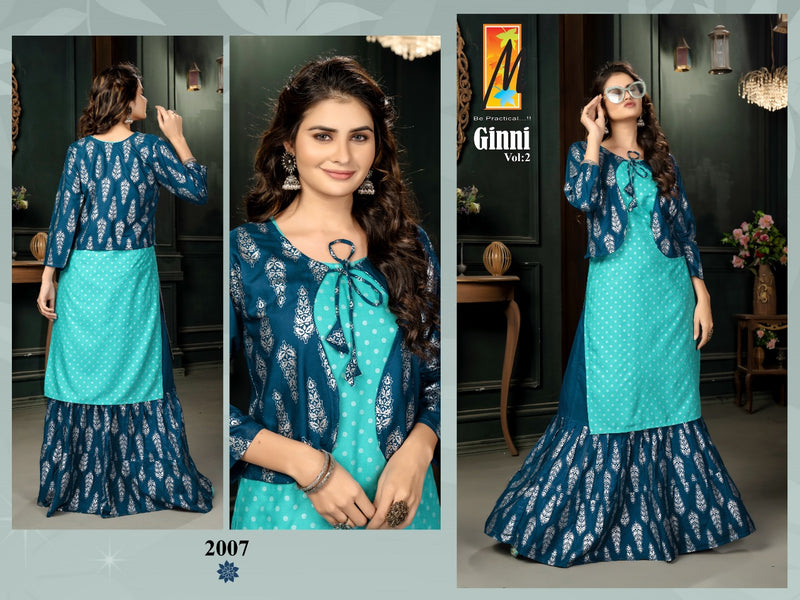 Master Ginni Vol 2 Heavy Rayon Festive Wear Kurtis With Koti & Skirt