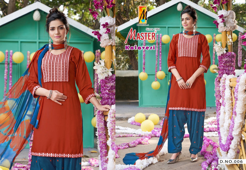 Master Kolaveri Rayon Fancy Patiyala Style Festive Wear Salwar Suits