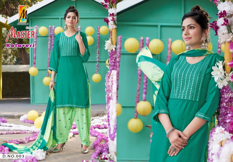 Master Kolaveri Rayon Fancy Patiyala Style Festive Wear Salwar Suits