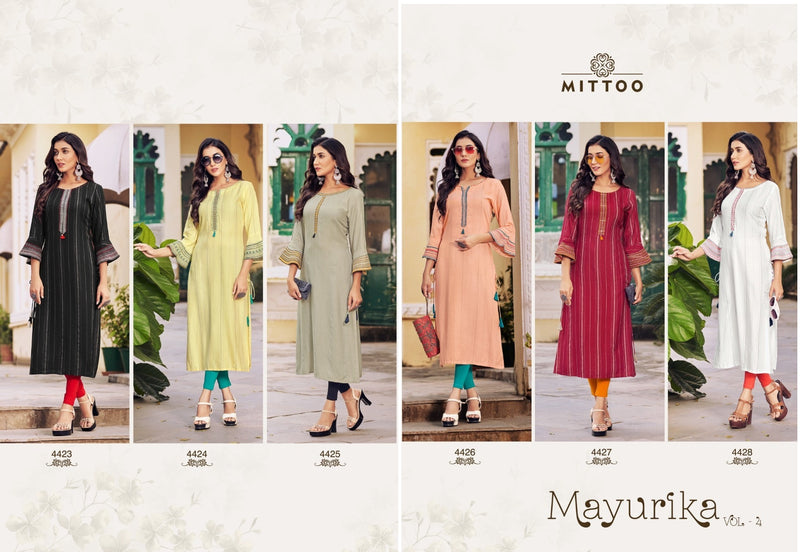 Mittoo Mayurika Vol 4 Viscose  Party Wear Kurti