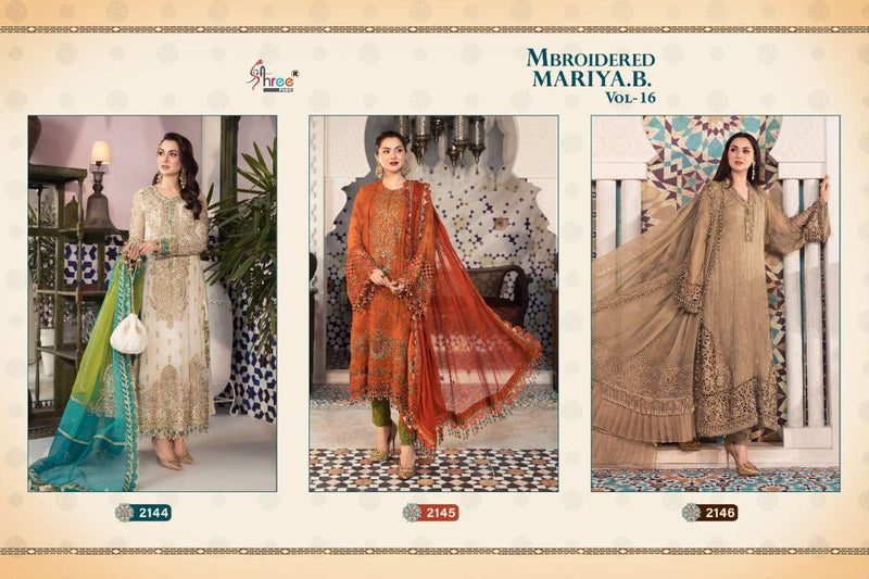 Shree Fabs Embroidered Maria B Vol 16 Fox Georgette Heavy Designer Pakistani Style Wedding Wear Salwar Suits