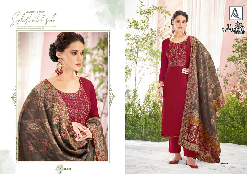 Alok Suits Meera Jam Cotton Designer Embroidered Party Wear Salwar Suits