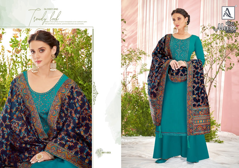 Alok Suits Meera Jam Cotton Designer Embroidered Party Wear Salwar Suits