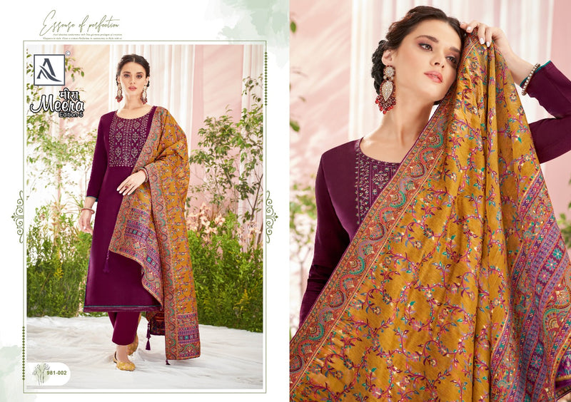 Alok Suits Meera Jam Cotton Designer Embroidered Party Wear Salwar Suits