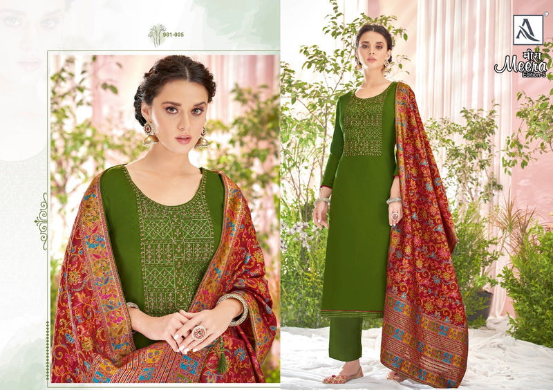 Alok Suits Meera Jam Cotton Designer Embroidered Party Wear Salwar Suits