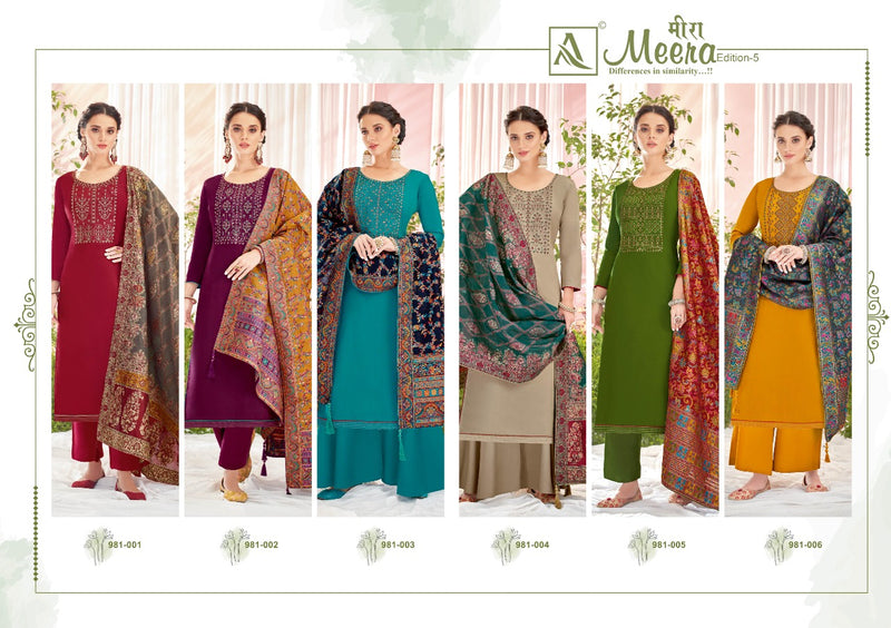 Alok Suits Meera Jam Cotton Designer Embroidered Party Wear Salwar Suits