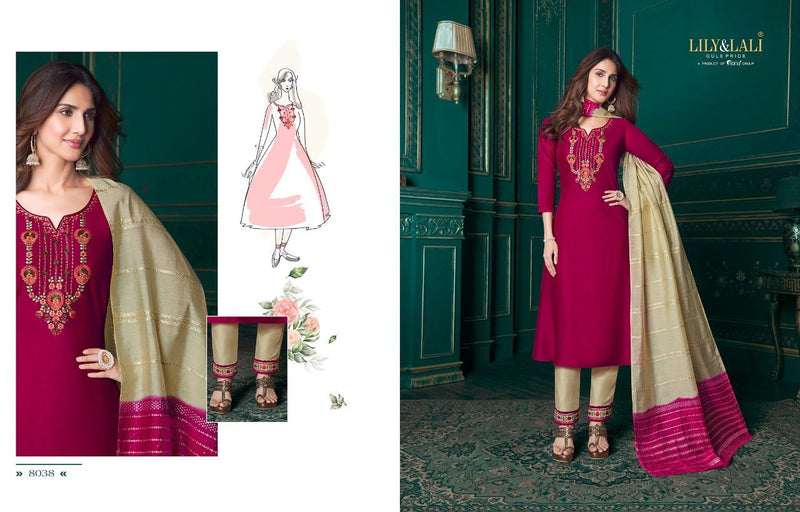 Lily & Lali Meera Pure Maslin A Line Stylish Party Wear Kurtis With Set Of Bottom & Dupatta