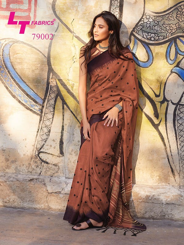 Lt Fashion Megha Designer Saree With Resham Work In Linen Silk