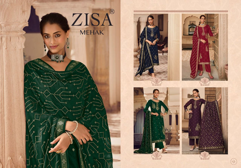 Zisa Mehak Jacquard Embroidery Work Fancy Designer Partywear Salwar Kameez