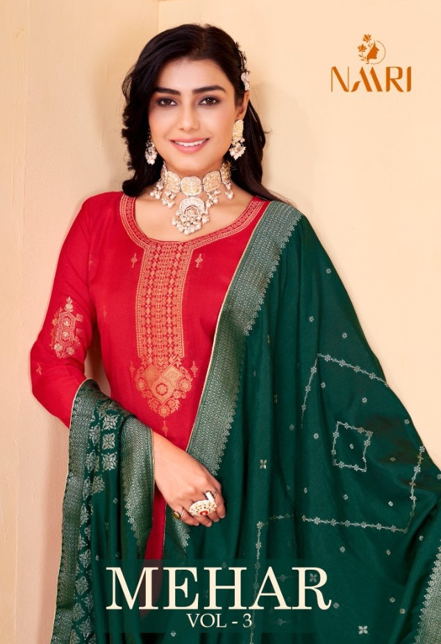 Naari Mehar Vol 3 Muslin With Beautiful Work Stylish Designer Festive Wear Salwar Kameez