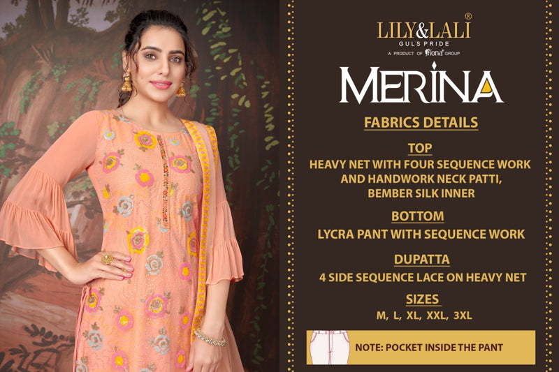 Lily And lali Merina Heavy Net With Hand work Stylish Designer Festive Wear Kurti