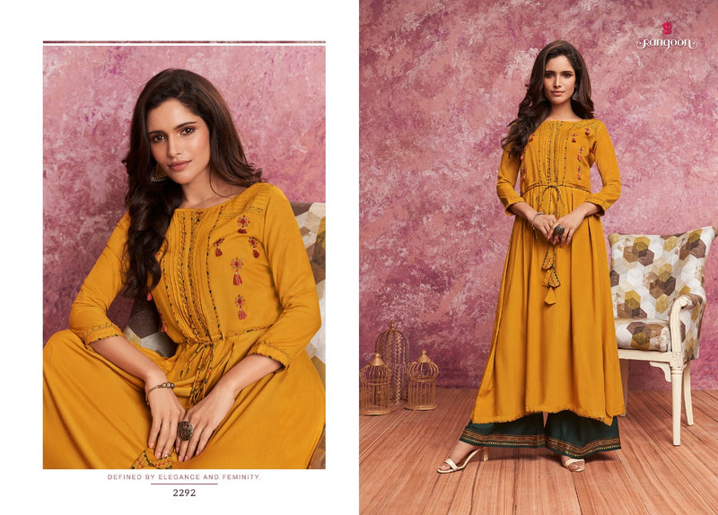 Rangoon Merry With Embroidery With Embroidery Work Plazo In Rayon