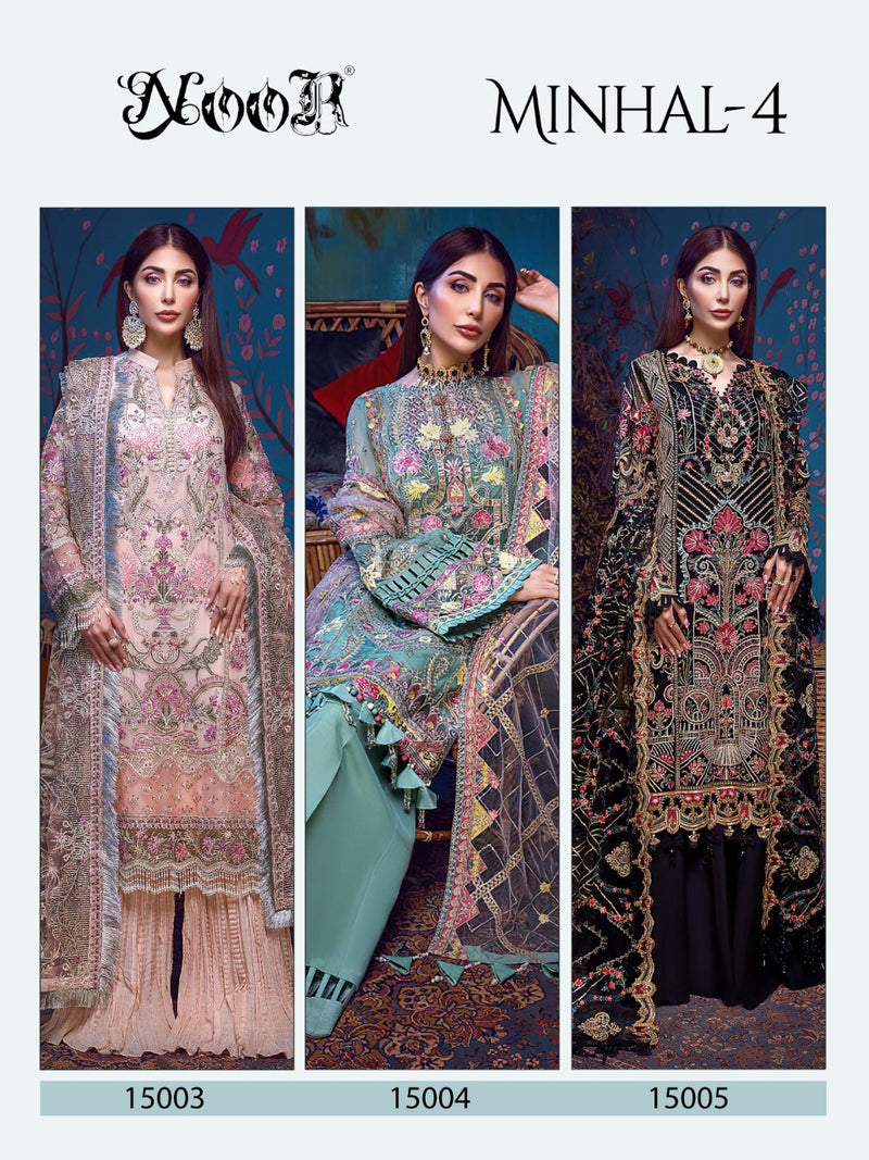 Noor Minhal  Vol 4 Georgette Pakistani Style Weeding Wear Designer Sharara  Salwar Kameez