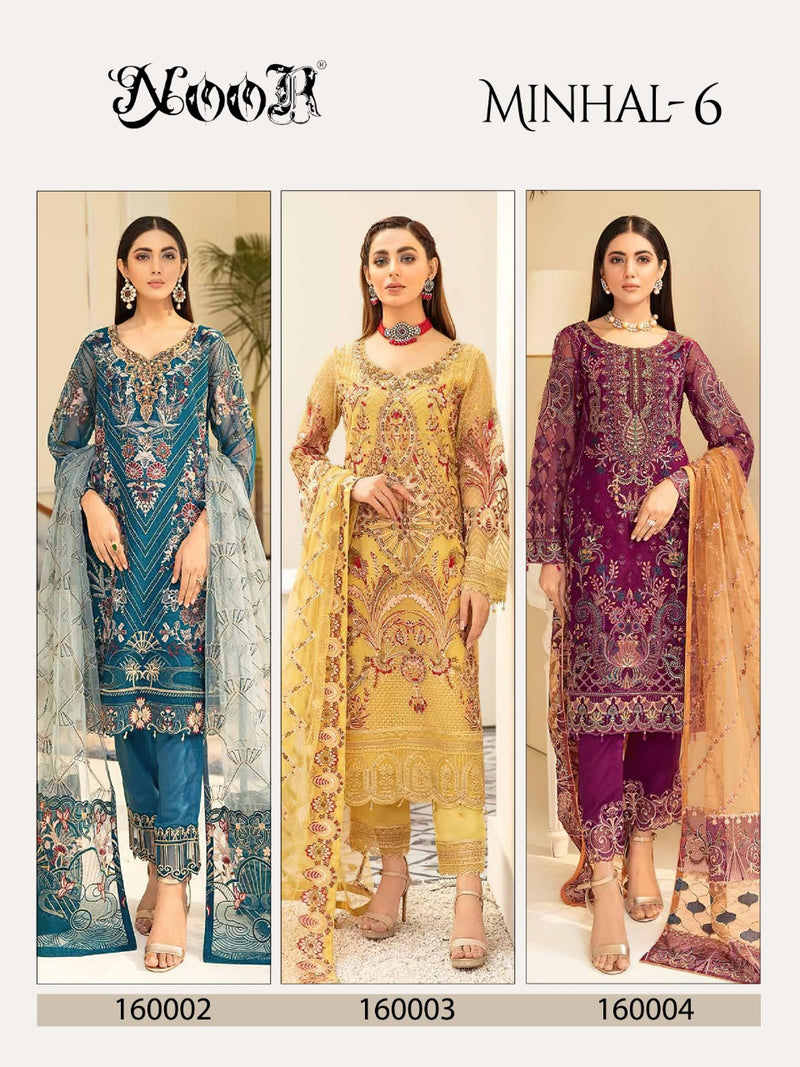 Noor Minhal Vol 6 Georgette Embroidered Pakistani Style Party Wear Salwar Suits