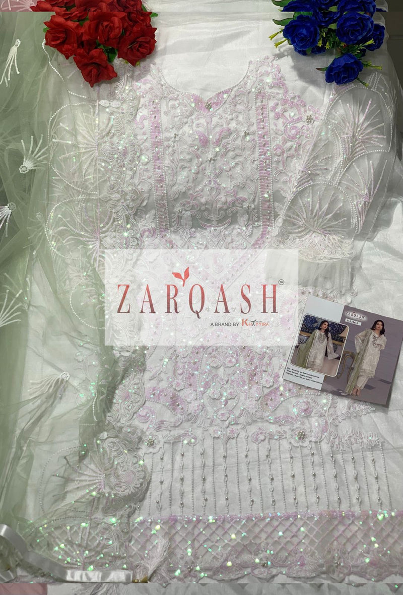 Zarqash Mirha Butterfly Net Heavy Embroidered Pakistani Style Party Wear Salwar Suits