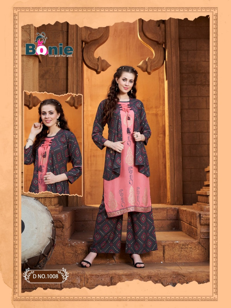 Bonie Mirror Vol 3 Rayon Stylish Party Wear Kurtis With Jacket