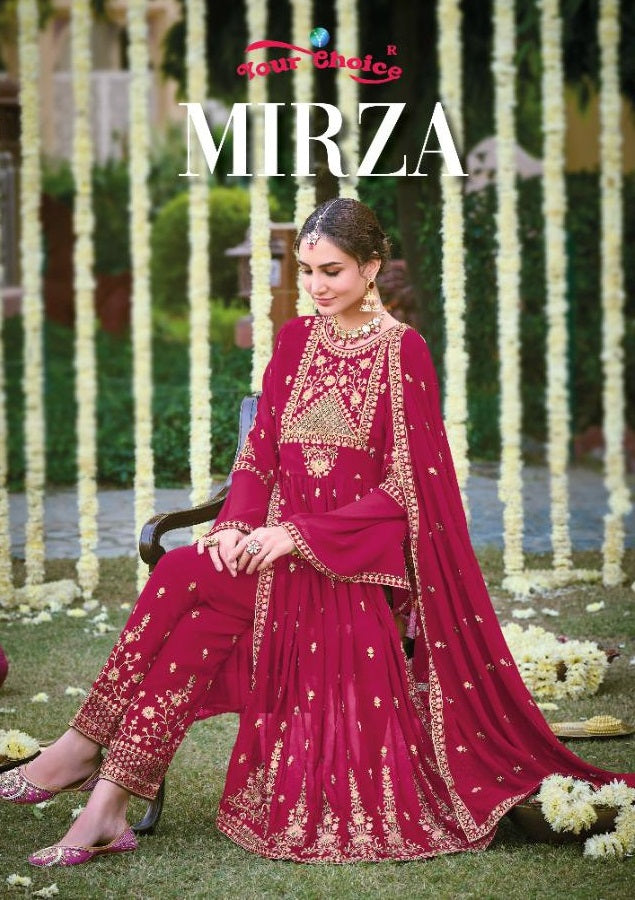 Your Choice Mirza Georgette With Heavy Beautiful Work Stylish Designer Party Wear Fancy Long Kurti