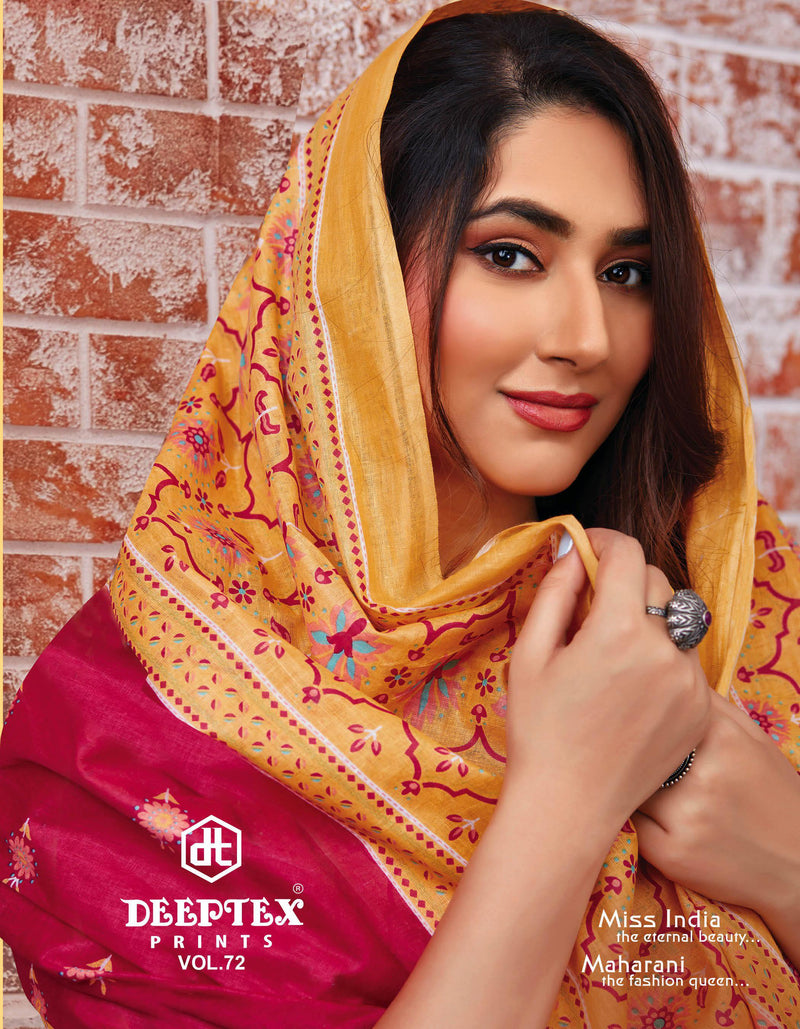 Deeptex Prints Miss India Vol 72 Cotton Printed Festive Wear Salwar Suits