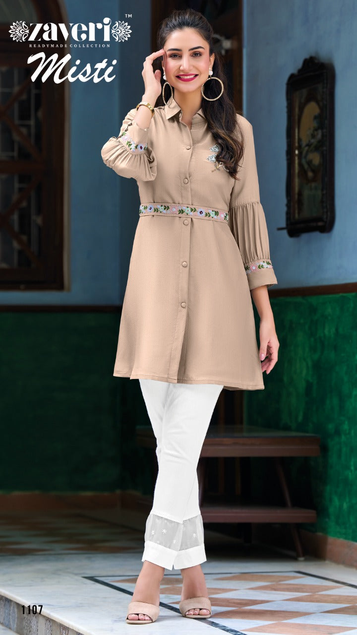 Zaveri Misti Chinon With Beautiful Work Stylish Designer Party Wear Attractive Look Fancy Kurti