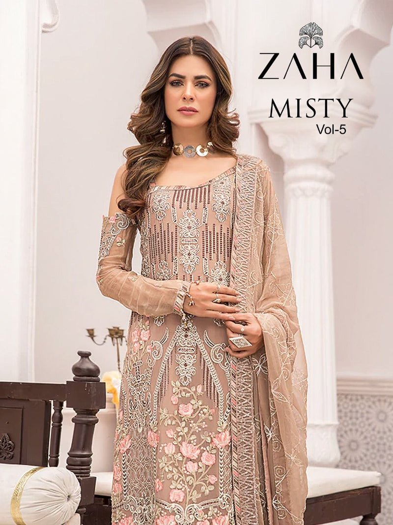 Zaha Misty Vol 5 Georgette With Heavy Embroidery Work Stylish Designer Pakistani Beautiful Salwar Kameez