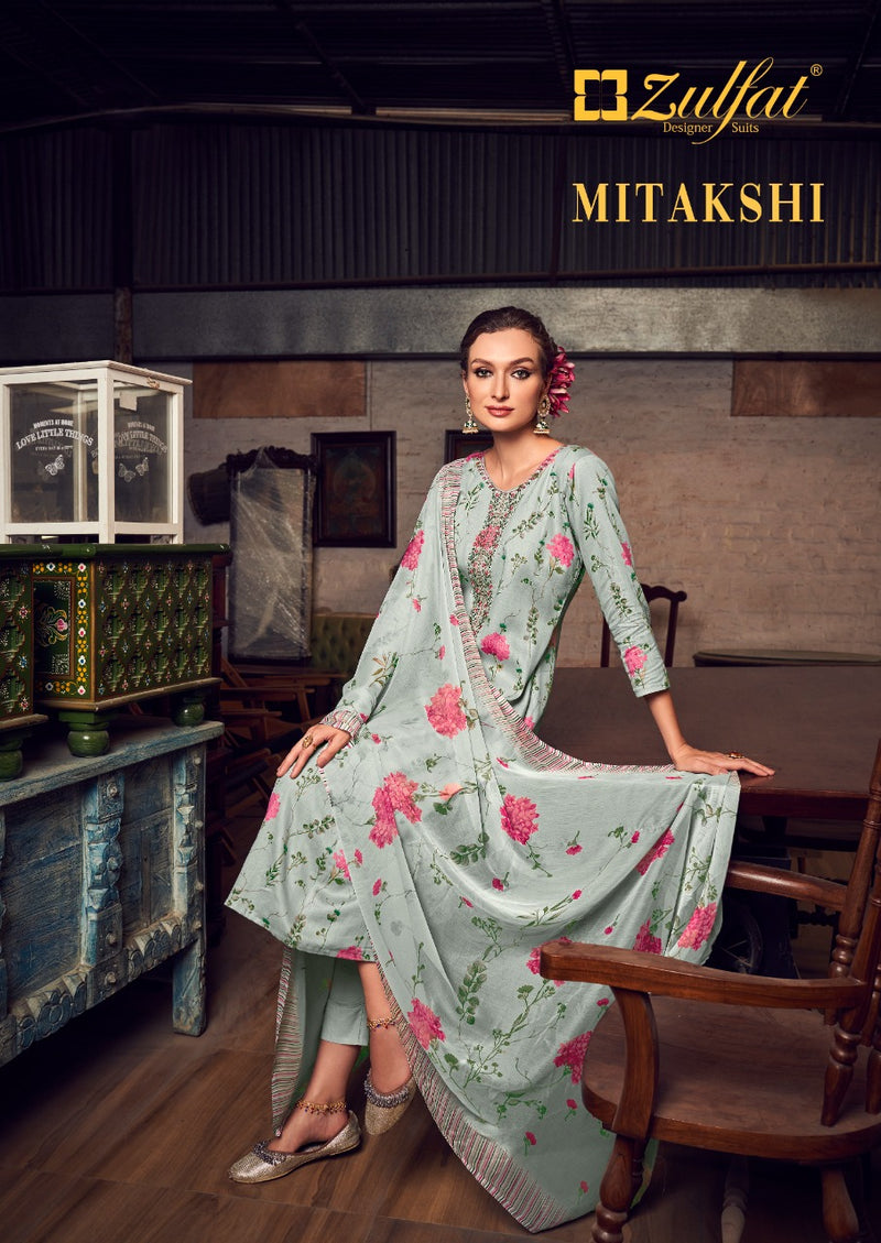 Zulfat Designer Suits Mitakshi Pure Jam Cotton Printed Party Wear Salwar Suits