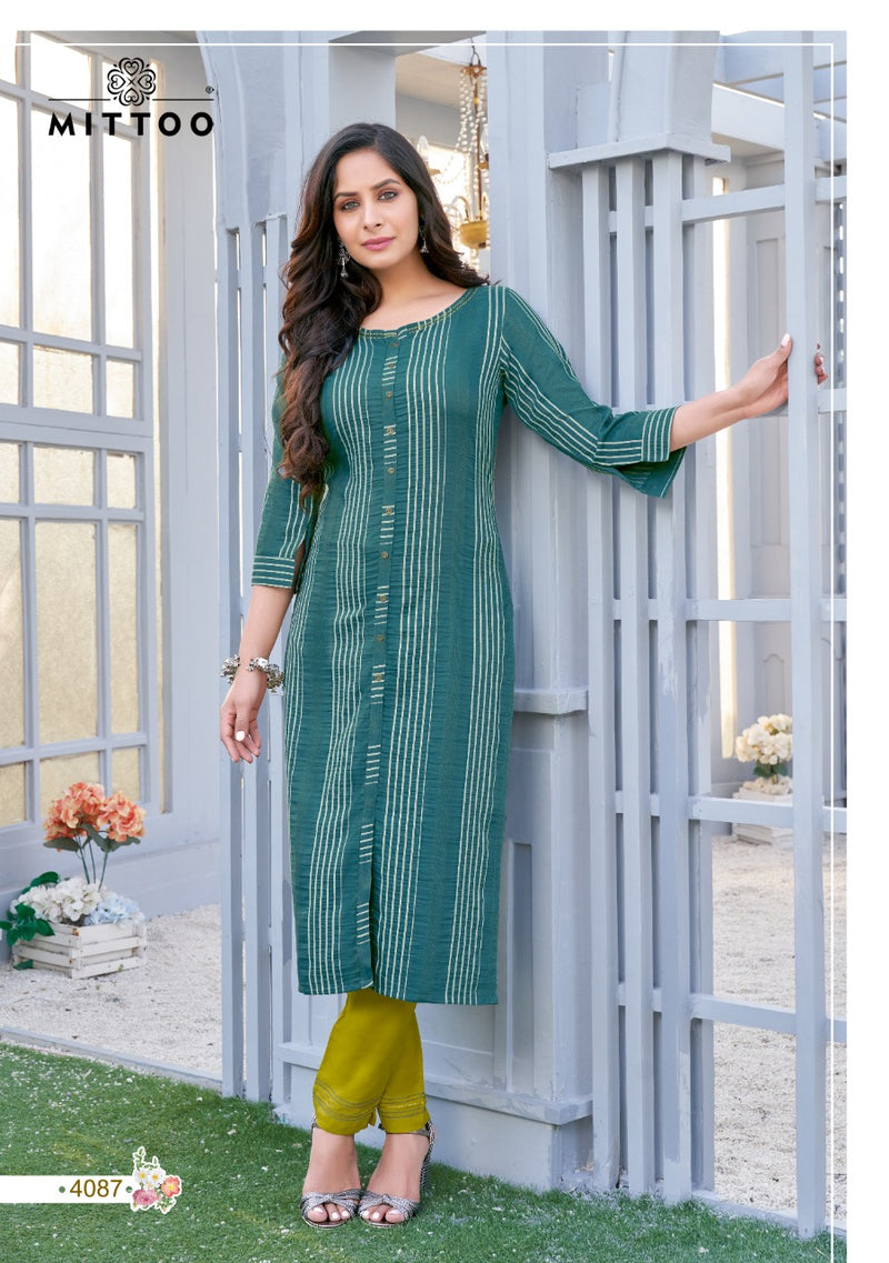 Mittoo Mohini Vol 11 Weaving Stripes Fancy Kurtis