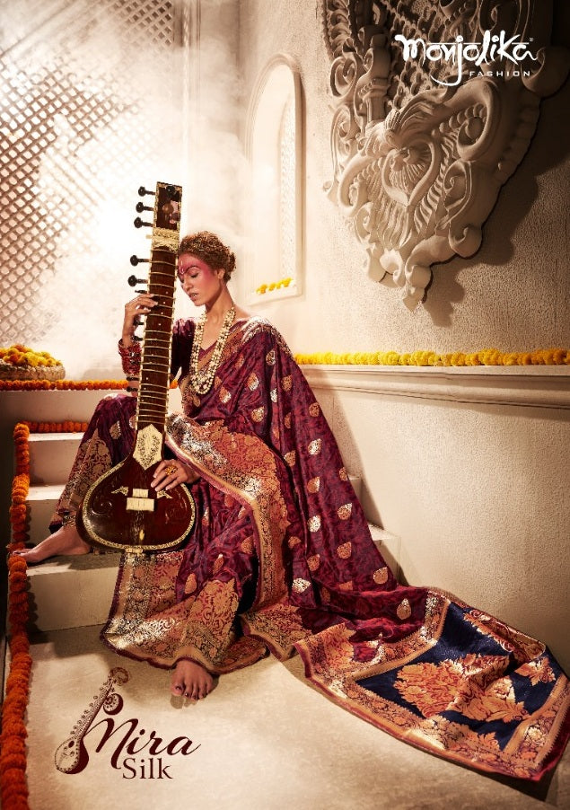 Monjolika Fashion Mira Silk Fancy Designer Sarees In Banarsi Silk